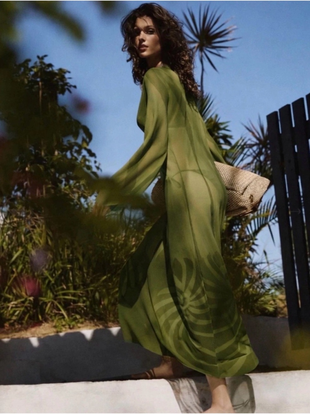 NWT Caroline Constas Sheer Zulina Maxi Dress Cover Up size M - Picture 2 of 6